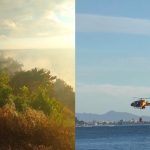 Com helibalde, Bombeiros mantêm força-tarefa para combater incêndio no Morro do Boi